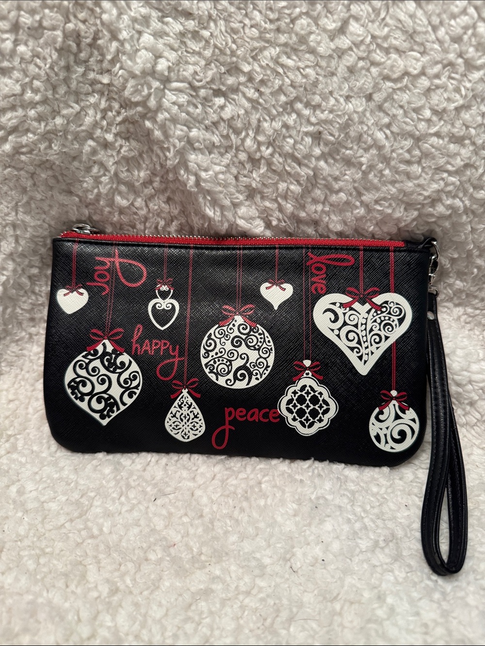 Brighton "Love Notes" wristlet pouch 
Black Holiday Heart & Ornament